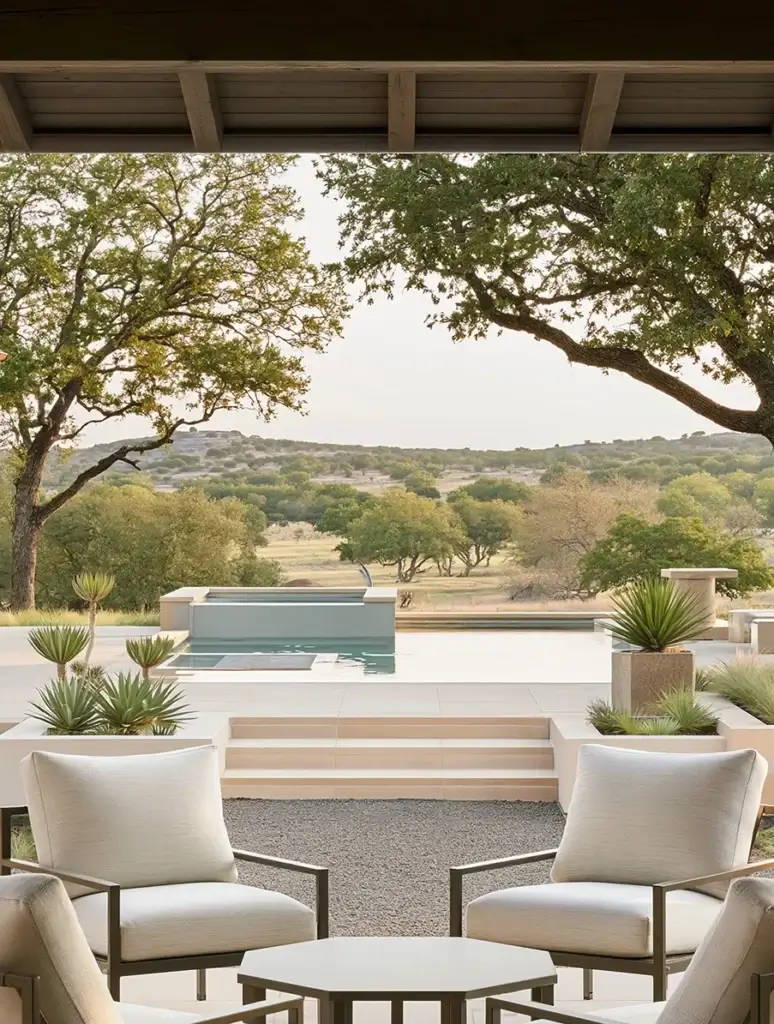 Spacious backyard with mature trees and outdoor living space